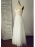 Strapless Sweetheart Ivory Lace Tulle Minimalist Wedding Dress